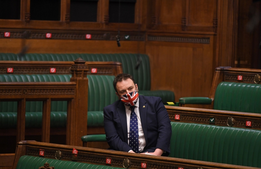 Chris wearing mask in House of Commons