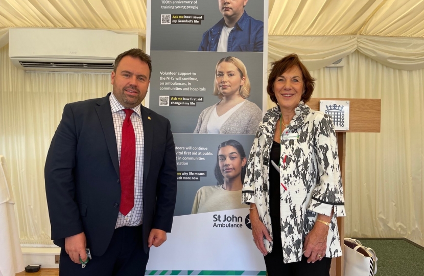 Chris Loder MP with Carole Lawrence-Parr, Chief President of St John Ambulance