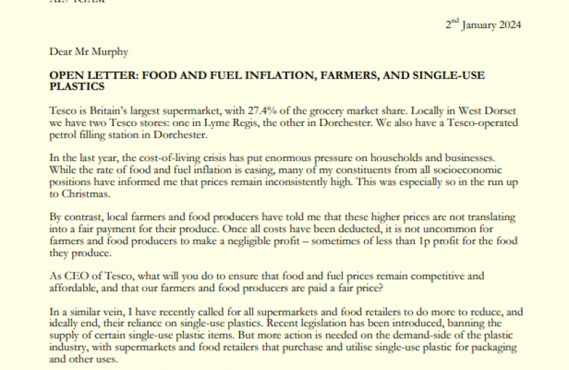 Letter to Tesco CEO