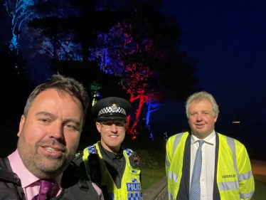Chris Loder MP on patrol with Dorset Police and PCC Dave Sidwick